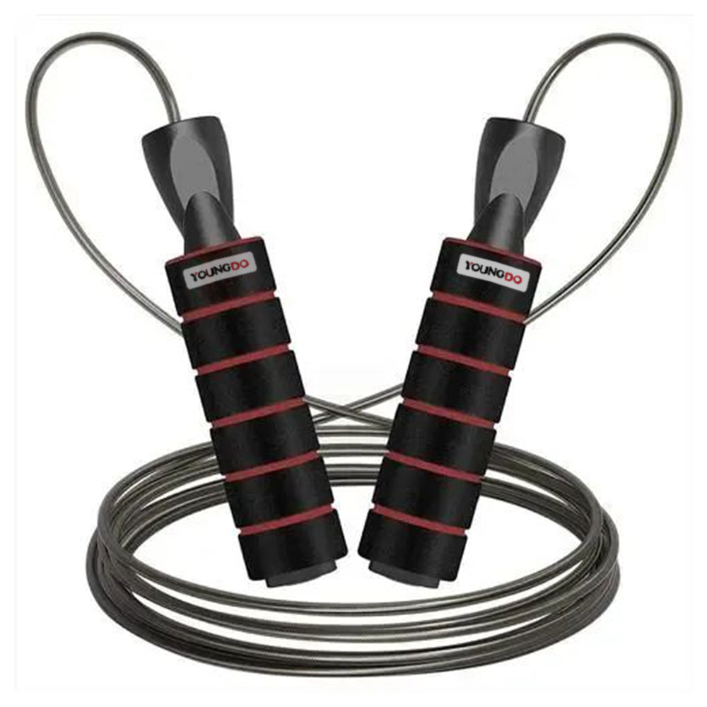 YOUNGDO Skipping Rope with Ball Bearings Rapid Speed Adjustable Jump Rope Cable and 6” Memory Foam Handles Ideal for Aerobic Exercise Like Speed Training