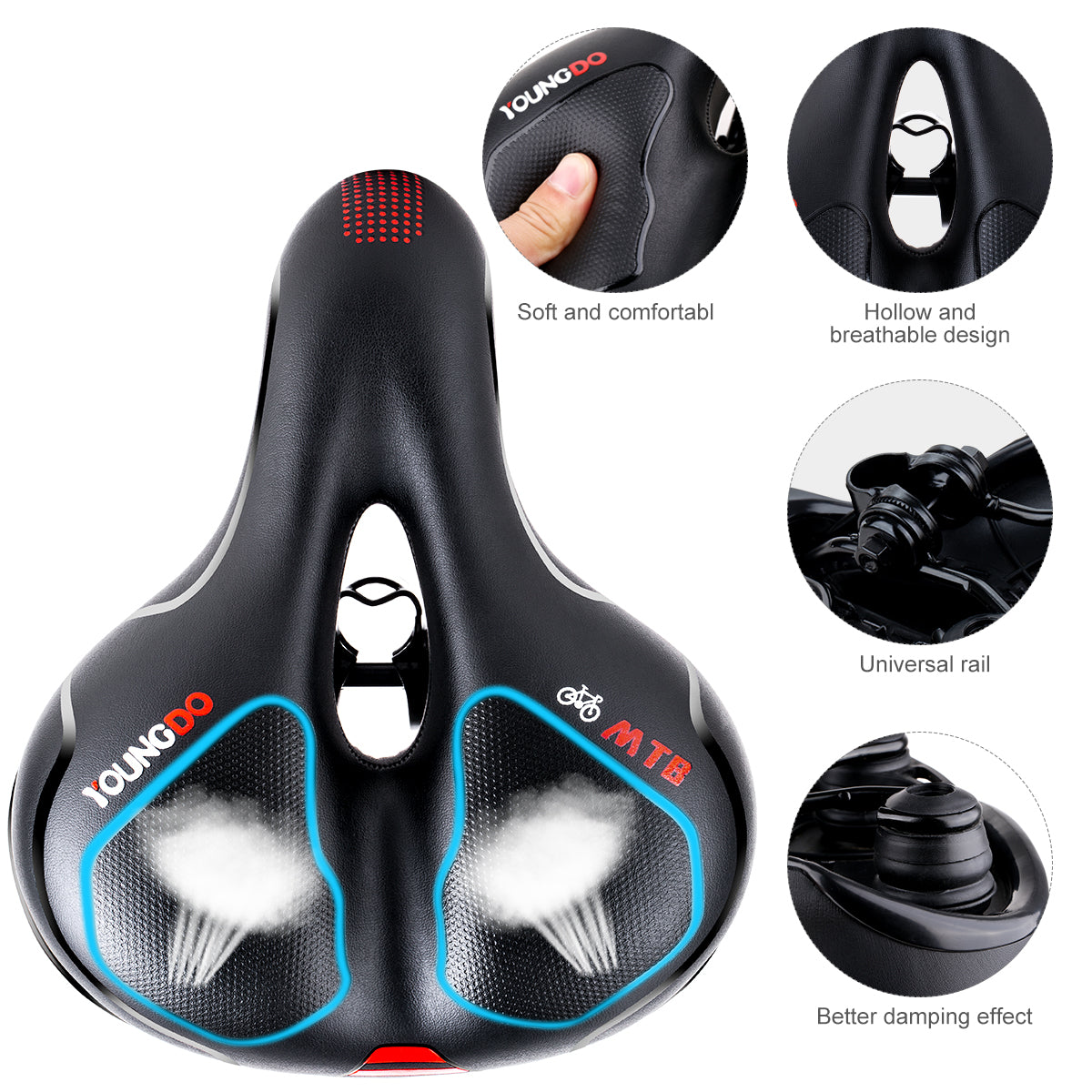 YOUNGDO Bike Seat Bicycle Saddle Comfortable Wide Road Bike Saddles